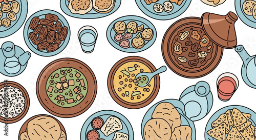 Variety of traditional food dishes.