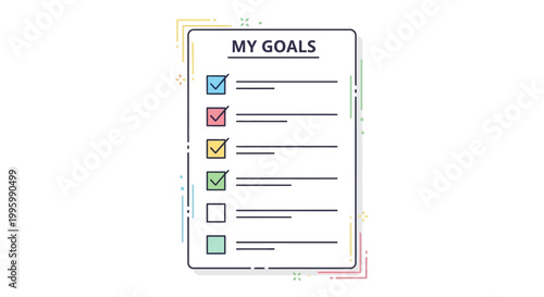 Checklist with colored checked boxes.
