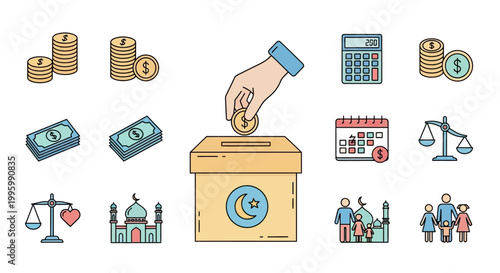 Hand putting coin into donation box.