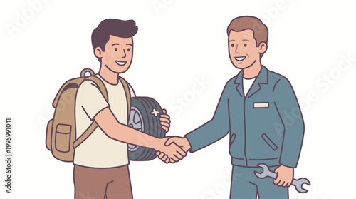 Two men shaking hands in agreement or partnership