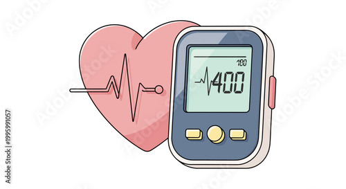 Blood Pressure Monitor Device Screen Closeup.