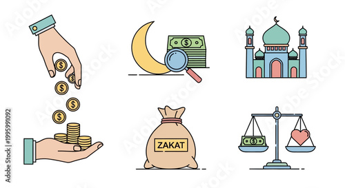 Islamic charity zakat money concept.
