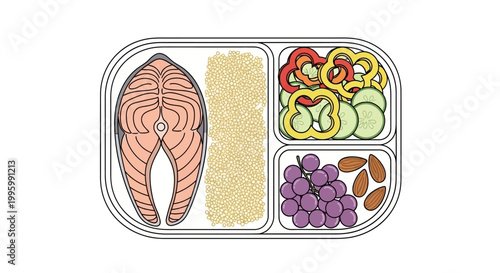 Steak with Vegetables and Fruits Plate.