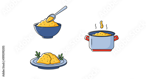 Creamy Polenta Line art vector clean artistic abstract illustration