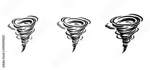 Ternado, wind lines. Storm wave. Hurricane waves. El Nino and La Nina concept. Very bad weather. Water spiral. Tornado silhouet. Strong wind.