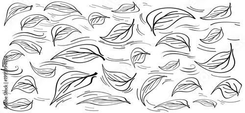 Cartoon falling leaves, autumn siskin. Autumn leaves fall on the ground concept. The symbol of letting go, depression, or change, or in other words, something ends so that something else can begin.