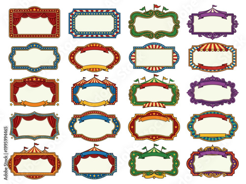 Vibrant ornate frames in various colors and designs are arranged on a white background for decorative purposes.