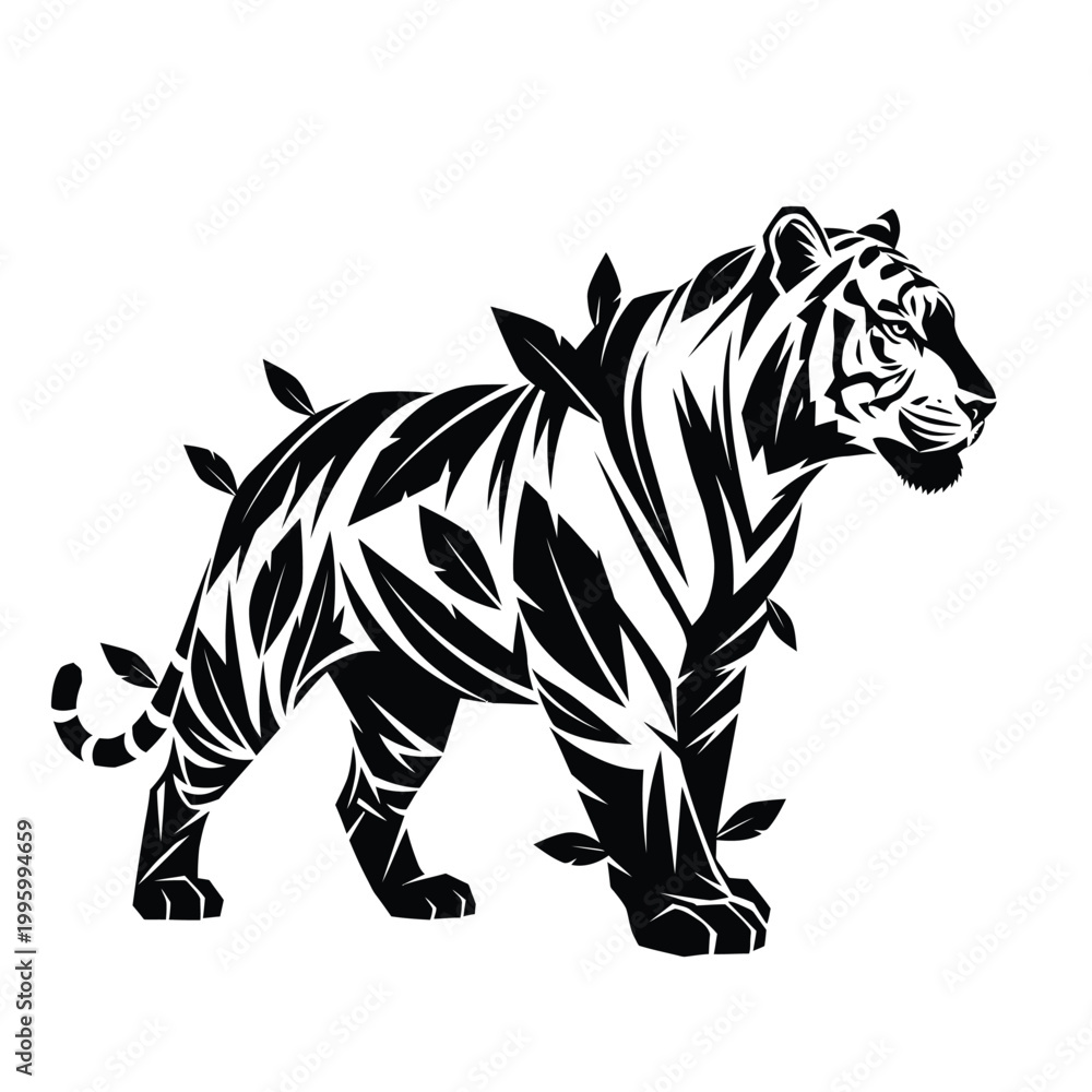 Obraz premium Black and white tiger illustration 1.