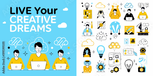 Illustration showcasing creativity technology and pursuing one s passions through digital mediums