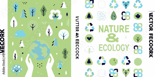 A vibrant vector illustration showcasing nature ecology and environmental protection concepts