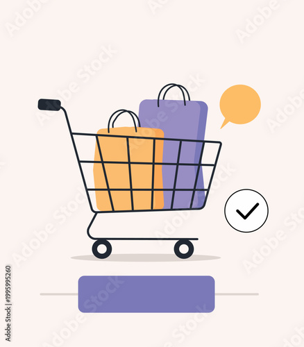 Online Shopping Cart Illustration – E-commerce Delivery and Purchase Concept