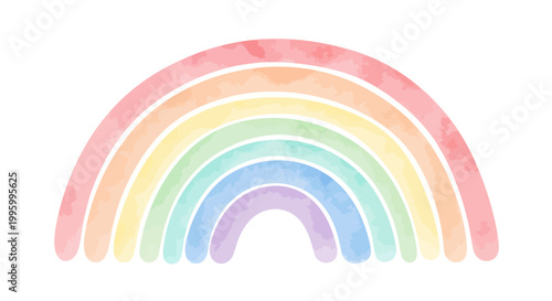 Soft Pastel Rainbow Arch, Watercolor Effect, Hopeful, Cheerful, Isolated