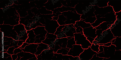 Seamless pattern with volcanic cracks with lava, glowing crevices. Abstract print