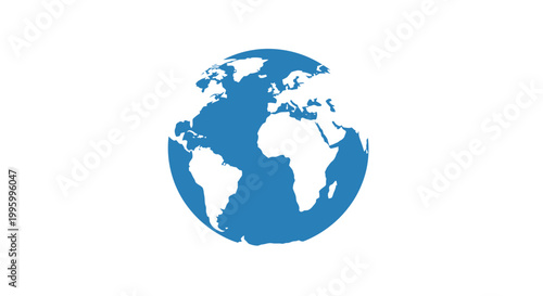 Blue Globe Earth Planet Icon.