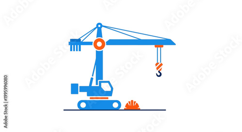 Blue construction crane machine lifting hook.