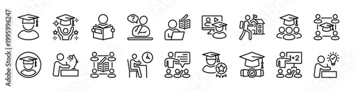 Photos Student thin line icon set