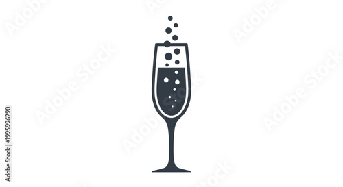 Champagne glass with bubbling drink.