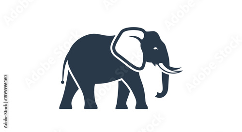 Dark blue elephant side profile view.