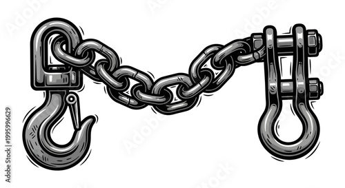 Heavy Duty Chain with Metal Hooks.