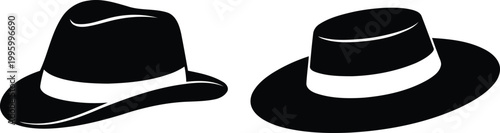 Fedora style hats with menswear vector illustration.