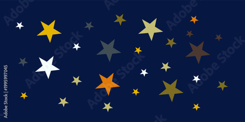 Seamless pattern cute baby pattern with yellow stars on blue background doodle style hand drawn pattern. Pattern for wrapping paper, textile, for kids clothes and notebook cover