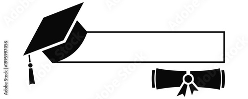 Graduation Cap and Diploma Icon Set – Academic Degree and Education Ceremony Symbol Vector
 Illustration in Silhouette Style