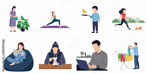 Diverse Group of People Engaging in Various Daily Life Activities and Hobbies