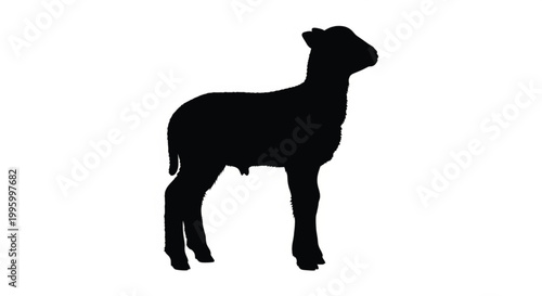 Sheep silhouette side view standing isolated on white background simple black farm animal vector icon for agriculture and livestock design use