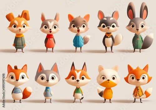 set of funny animals