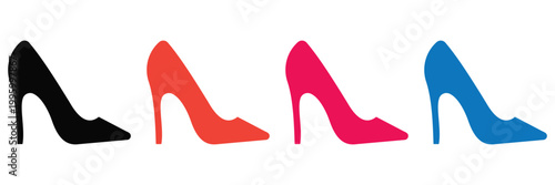High Heel Shoe Icon Set – Elegant Women Stiletto Pumps in Outline, Solid and Silhouette Styles for Fashion and 
Beauty Vector Illustration