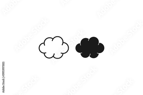 simple cloud outline and solid icon
