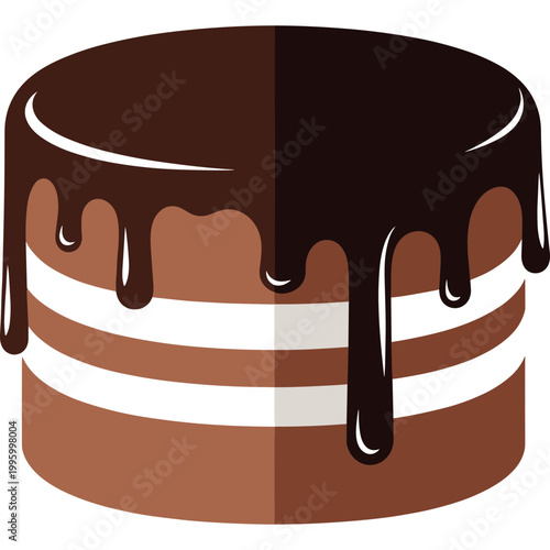 A delicious chocolate cake with white frosting and rich chocolate glaze