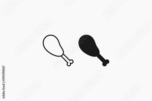 cute chicken thigh icon outline and solid