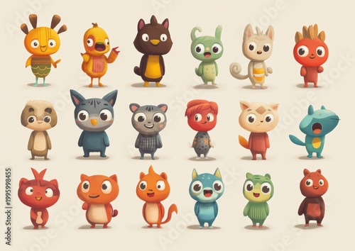 set of funny animals