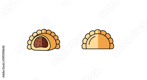 Fried Sweet Dumpling Line art creative color harmony abstract illustration