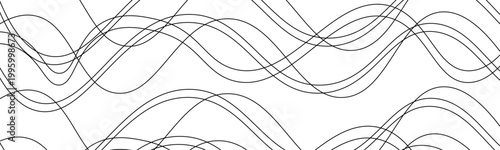 Abstract Thin Flowing Wave Lines Vector Illustration with Organic Curves and Bold Black Fluid Patterns on a Clean White Background”