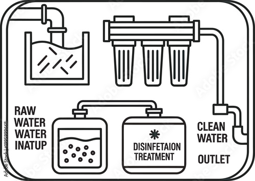 Water purification process illustration