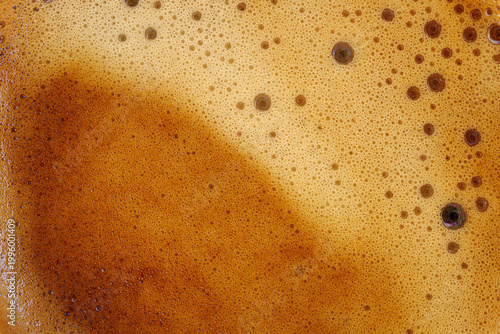 Bilde på lerret Espresso crema background Close-up top view Golden brown coffee foam with bubble