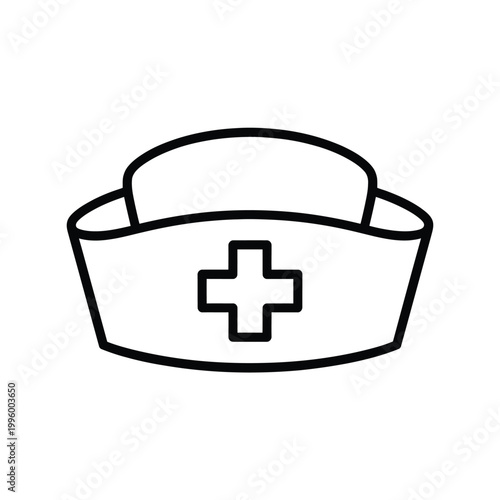 Simple black and white line drawing of a traditional nurse s cap