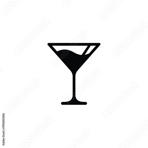 Cocktail icon with a martini glass and olive on a plain background