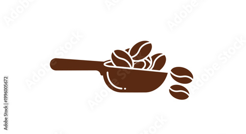 Brown coffee beans in spoon.