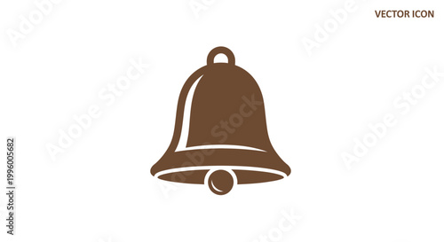 Brown Metal Bell Icon Symbol.