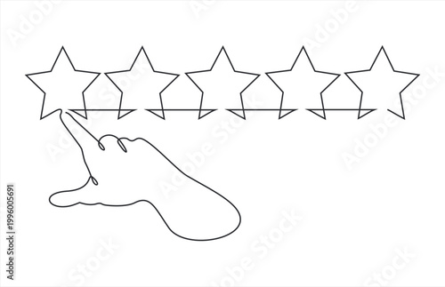 User feedback rating concept showing hand selecting one star indicating low rating evaluation. 