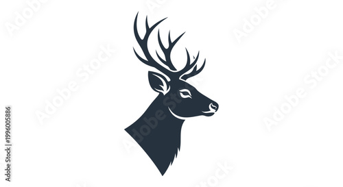 Deer Head Profile Silhouette Illustration.