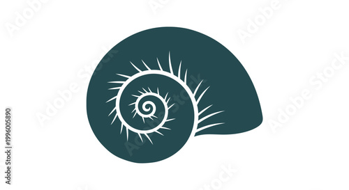 Dark green snail shell spiral design.