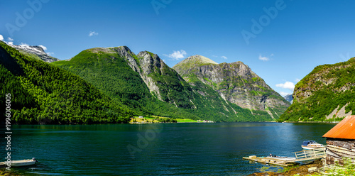 Panorama of the Hjørundfjord in Norway