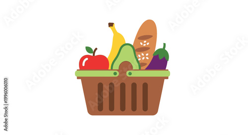 Fresh Fruit and Bread in Basket.