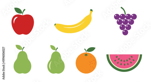 Fresh Fruit Varieties Colorful Illustration.