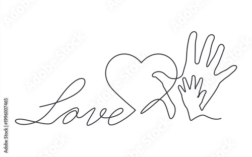 Happy Children's Day one line drawing. 