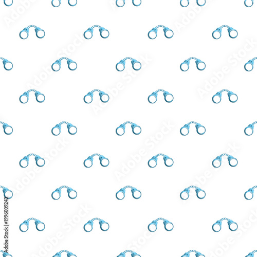 Handcuffs creating a seamless pattern symbolizing crime, arrest, and justice